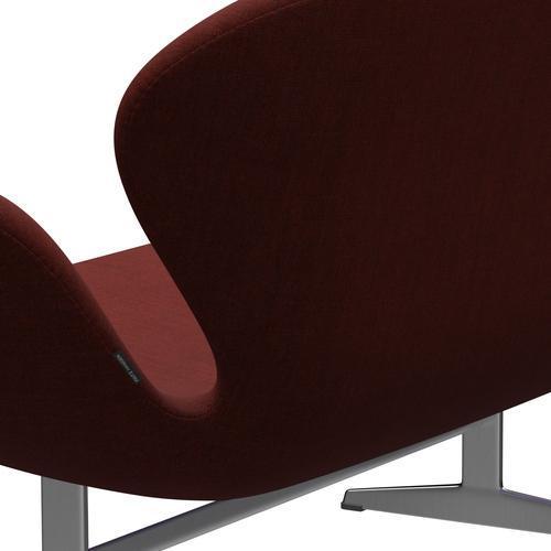[product_category]-Fritz Hansen Swan Sofa 2 Seater, Satin Brushed Aluminium/Canvas Dark Red-Fritz Hansen-3321-CA0576-SPAL-FRI-5