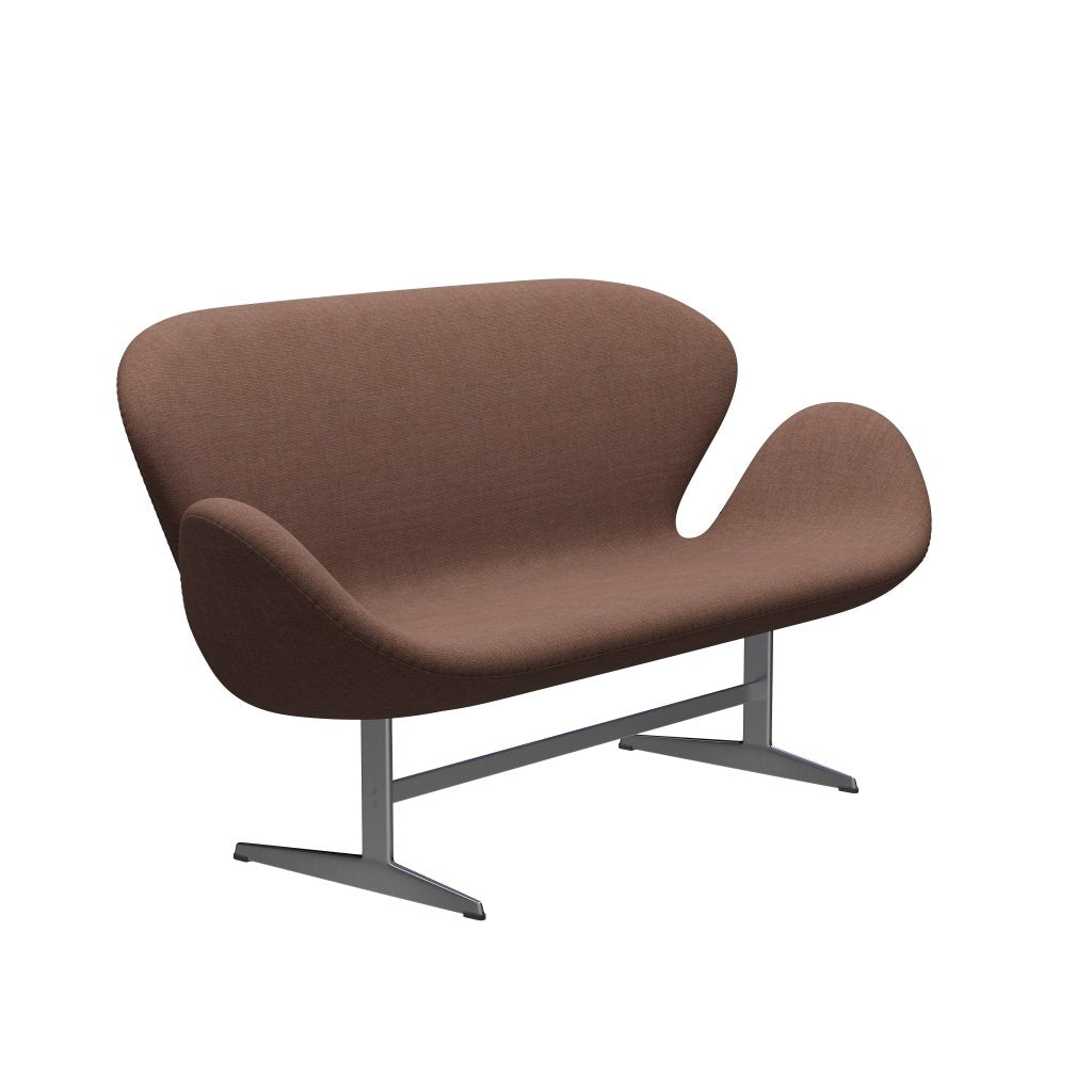 [product_category]-Fritz Hansen Swan Sofa 2 Seater, Satin Brushed Aluminium/Canvas Maroon-Fritz Hansen-3321-CA0356-SPAL-FRI-2