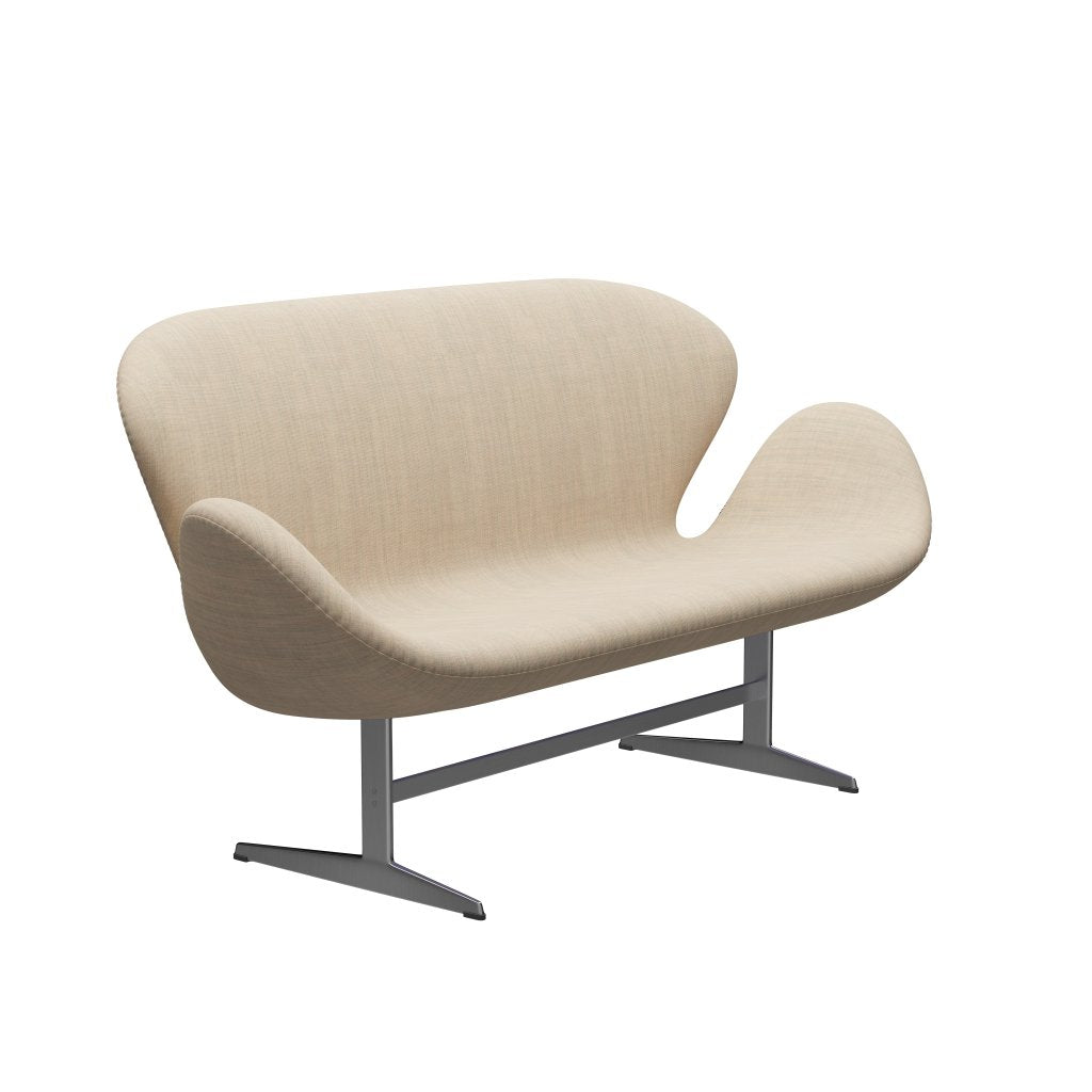 [product_category]-Fritz Hansen Swan Sofa 2 Seater, Satin Brushed Aluminium/Canvas Sand Light-Fritz Hansen-3321-CA0216-SPAL-FRI-2