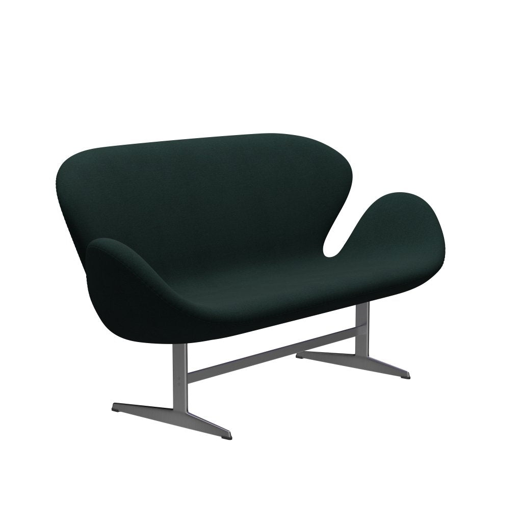 [product_category]-Fritz Hansen Swan Sofa 2 Seater, Satin Brushed Aluminium/Christianshavn Dark Green-Fritz Hansen-3321-CH1161-SPAL-FRI-2