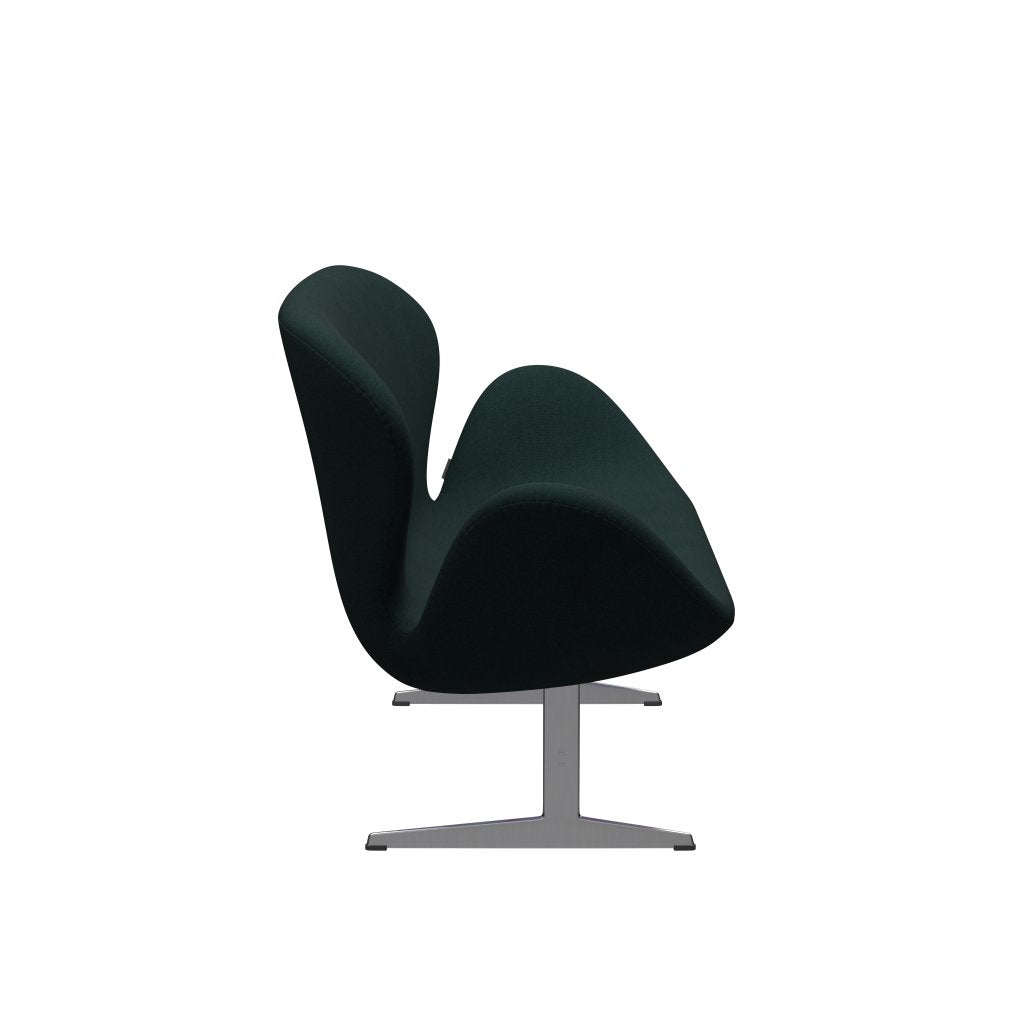 [product_category]-Fritz Hansen Swan Sofa 2 Seater, Satin Brushed Aluminium/Christianshavn Dark Green-Fritz Hansen-3321-CH1161-SPAL-FRI-3