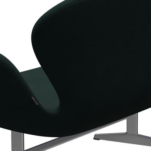 [product_category]-Fritz Hansen Swan Sofa 2 Seater, Satin Brushed Aluminium/Christianshavn Dark Green-Fritz Hansen-3321-CH1161-SPAL-FRI-5
