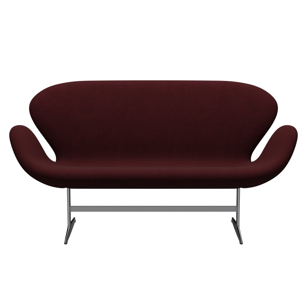 [product_category]-Fritz Hansen Swan Sofa 2 Seater, Satin Brushed Aluminium/Christianshavn Red-Fritz Hansen-3321-CH1141-SPAL-FRI-1