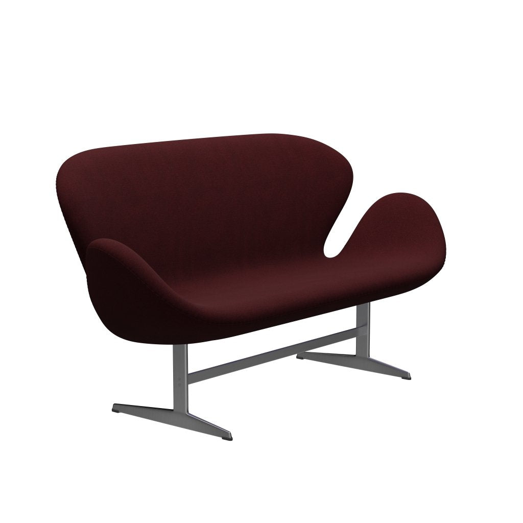 [product_category]-Fritz Hansen Swan Sofa 2 Seater, Satin Brushed Aluminium/Christianshavn Red-Fritz Hansen-3321-CH1141-SPAL-FRI-2
