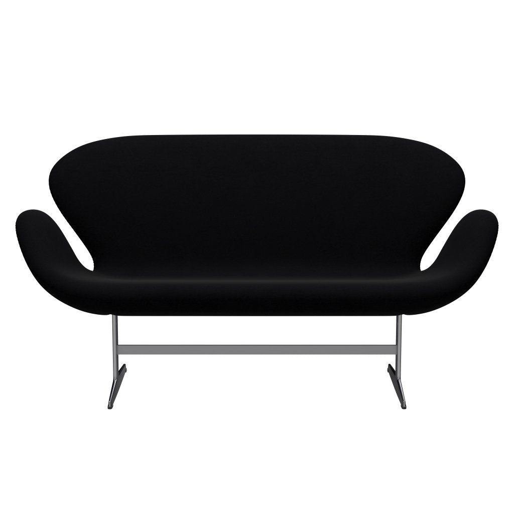 [product_category]-Fritz Hansen Swan Sofa 2 Seater, Satin Brushed Aluminium/Comfort Black (00050)-Fritz Hansen-3321-C00050-SPAL-FRI-1