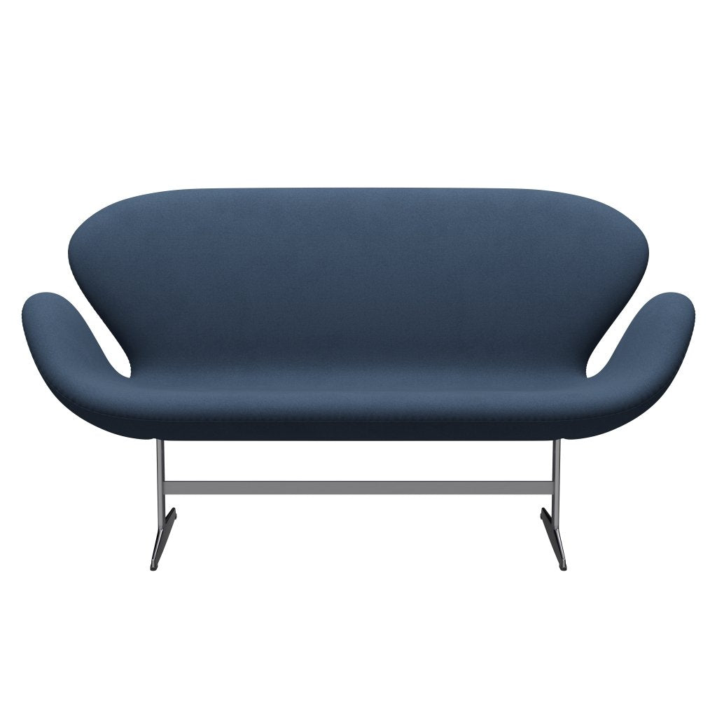 [product_category]-Fritz Hansen Swan Sofa 2 Seater, Satin Brushed Aluminium/Comfort Dark Grey (09074)-Fritz Hansen-3321-C09074-SPAL-FRI-1