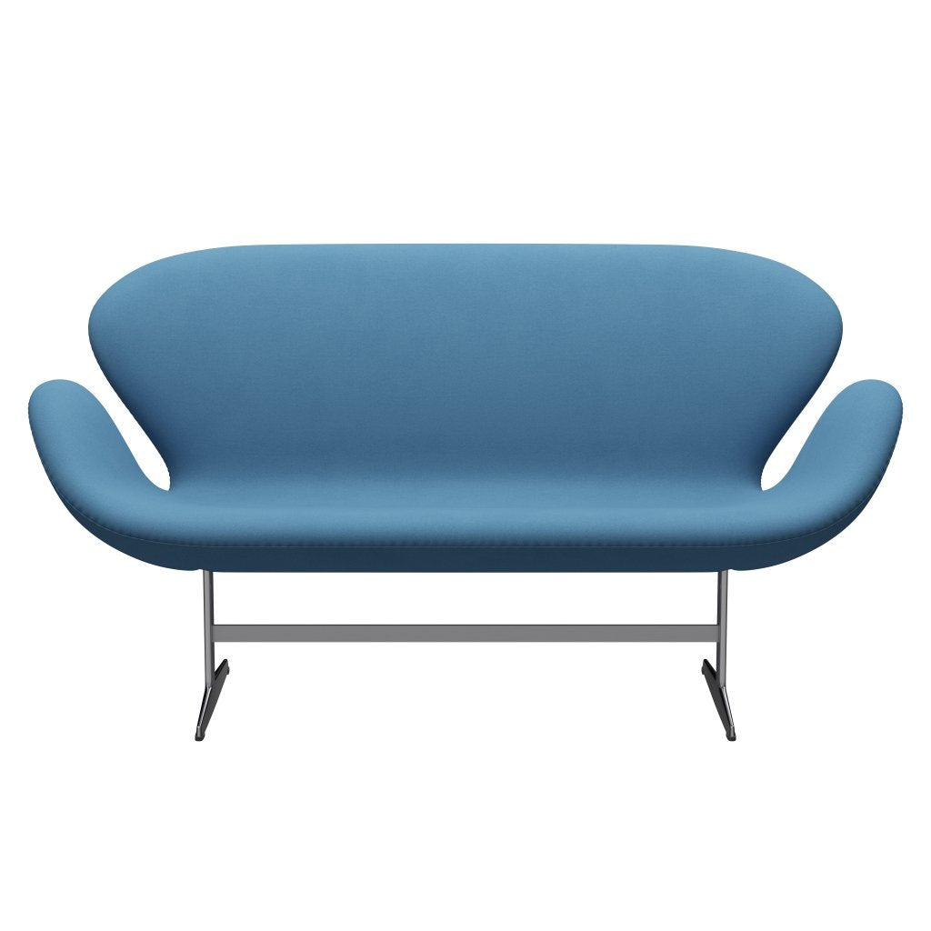 [product_category]-Fritz Hansen Swan Sofa 2 Seater, Satin Brushed Aluminium/Comfort Light Blue (01124)-Fritz Hansen-3321-C01124-SPAL-FRI-1