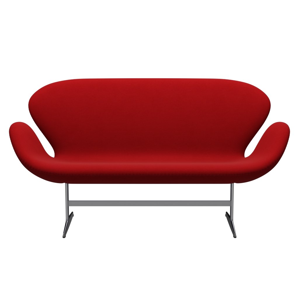 [product_category]-Fritz Hansen Swan Sofa 2 Seater, Satin Brushed Aluminium/Comfort Red (01414)-Fritz Hansen-3321-C01414-SPAL-FRI-1