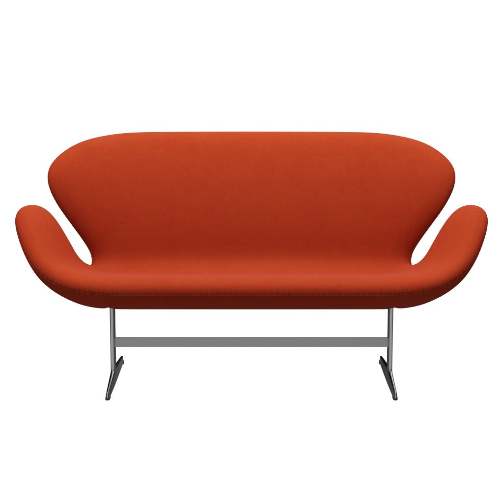 [product_category]-Fritz Hansen Swan Sofa 2 Seater, Satin Brushed Aluminium/Comfort Rust Red (09055)-Fritz Hansen-3321-C09055-SPAL-FRI-1