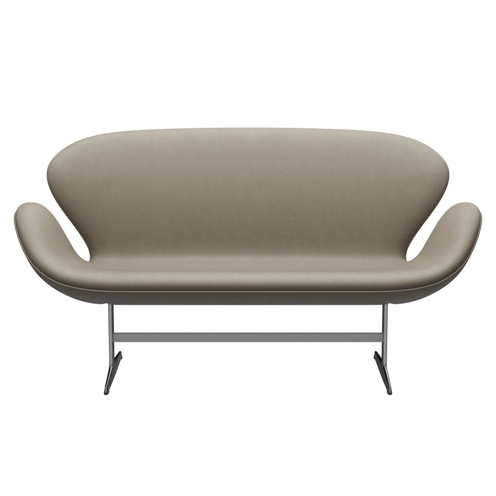 [product_category]-Fritz Hansen Swan Sofa 2 Seater, Satin Brushed Aluminium/Essential Light Grey-Fritz Hansen-3321-STLIGR-SPAL-FRI-1