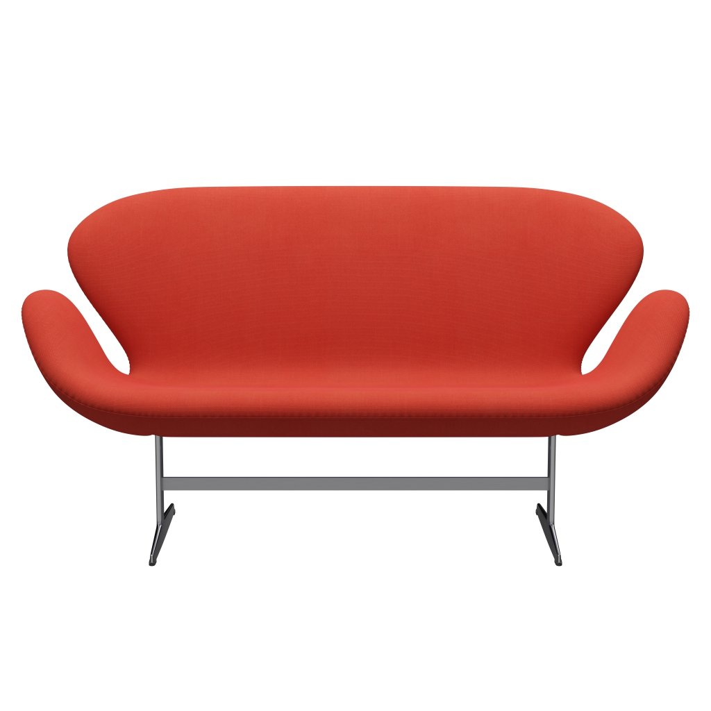 [product_category]-Fritz Hansen Swan Sofa 2 Seater, Satin Brushed Aluminium/Steelcut Light Red-Fritz Hansen-3321-STI550-SPAL-FRI-1