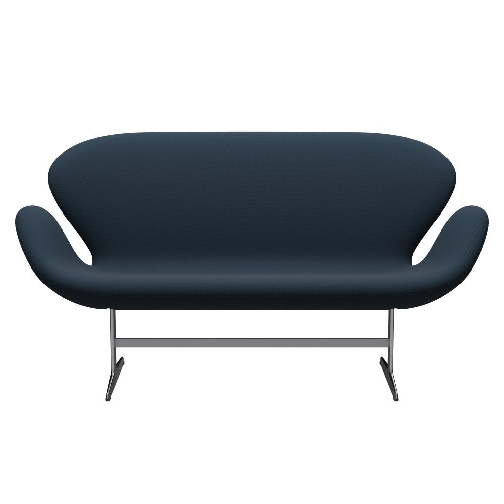 [product_category]-Fritz Hansen Swan Sofa 2 Seater, Satin Brushed Aluminium/Steelcut Navy Blue-Fritz Hansen-3321-STI780-SPAL-FRI-1
