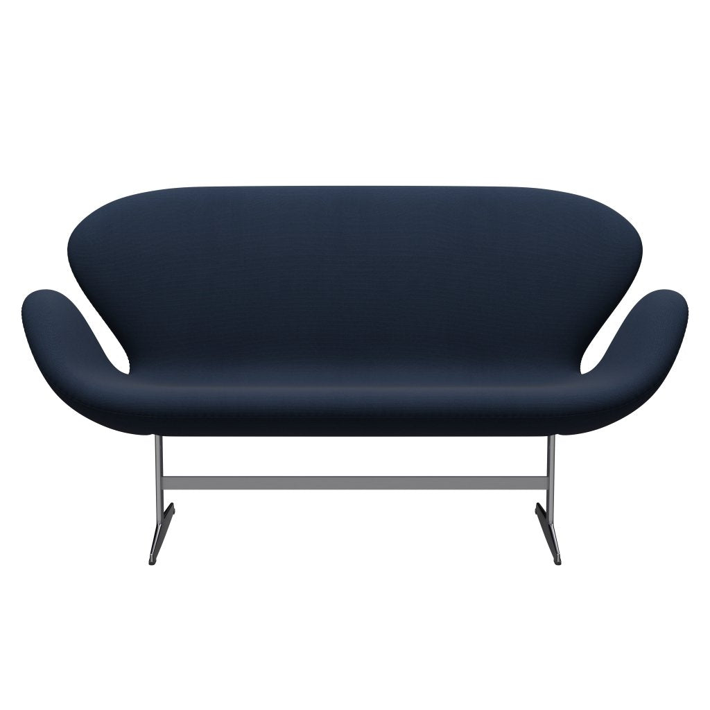 [product_category]-Fritz Hansen Swan Sofa 2 Seater, Satin Brushed Aluminium/Steelcut Ocean Blue Dark-Fritz Hansen-3321-STI775-SPAL-FRI-1