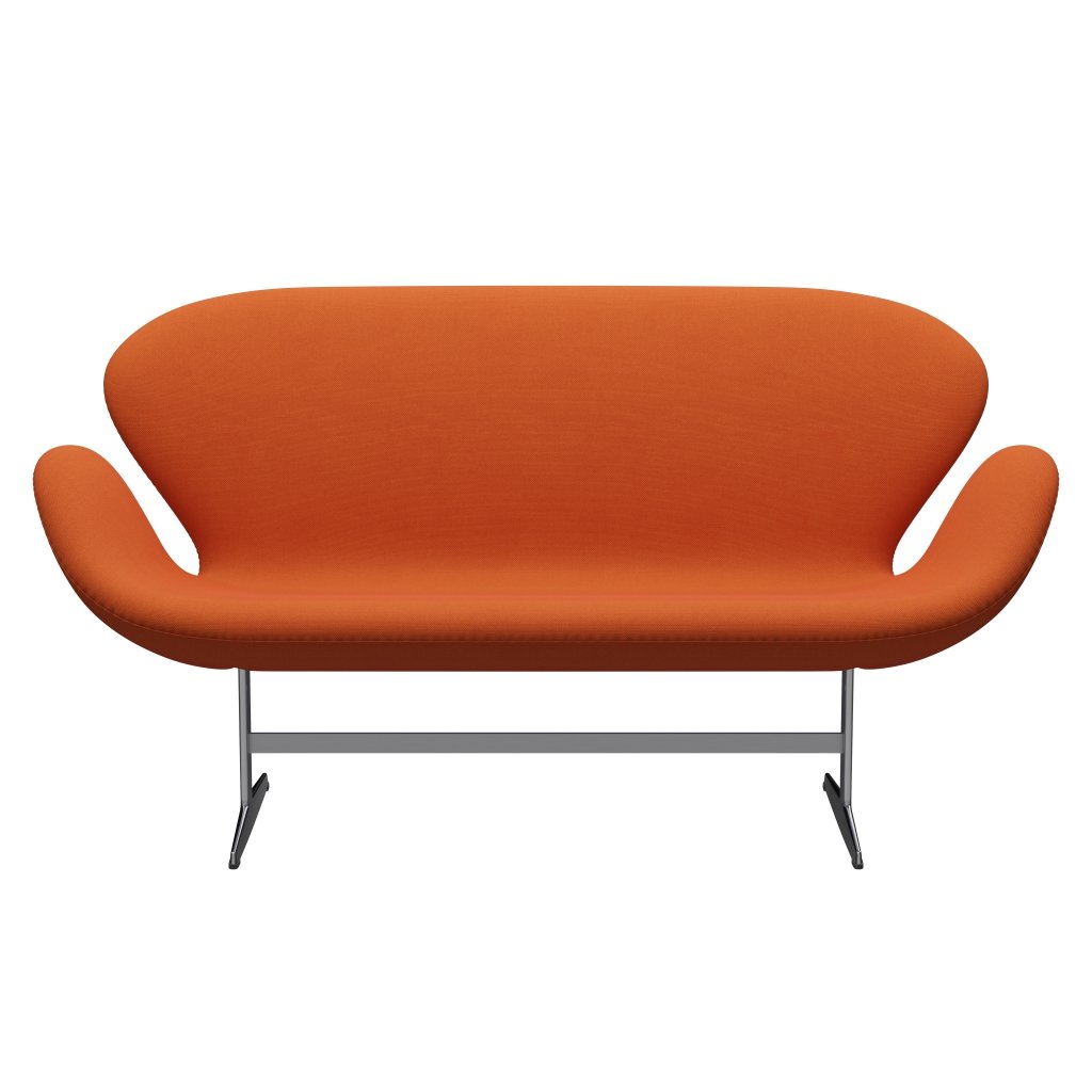 [product_category]-Fritz Hansen Swan Sofa 2 Seater, Satin Brushed Aluminium/Steelcut Orange Dark-Fritz Hansen-3321-STI535-SPAL-FRI-1