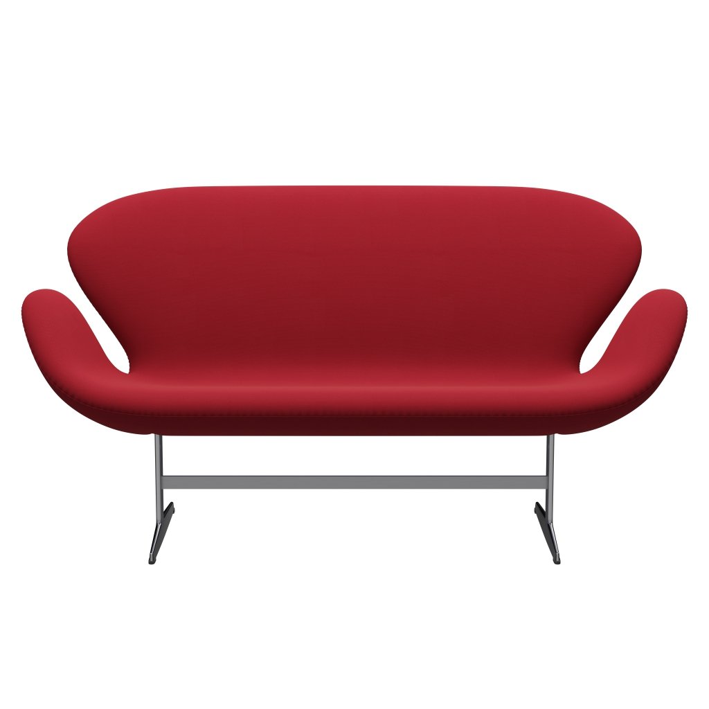 [product_category]-Fritz Hansen Swan Sofa 2 Seater, Satin Brushed Aluminium/Steelcut Standard/Light Dark Red-Fritz Hansen-3321-STI635-SPAL-FRI-1
