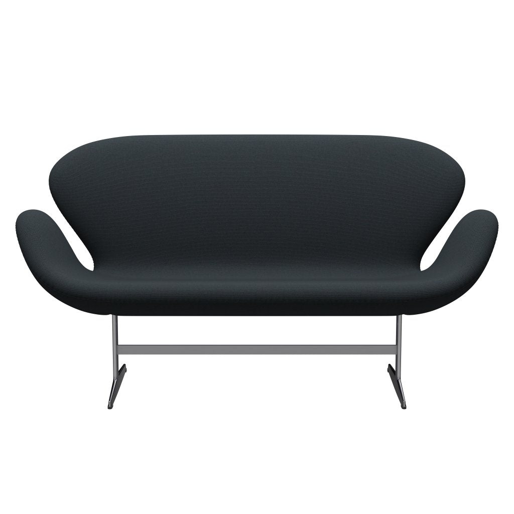 [product_category]-Fritz Hansen Swan Sofa 2 Seater, Satin Brushed Aluminium/Steelcut Trio Black-Fritz Hansen-3321-STR195-SPAL-FRI-1