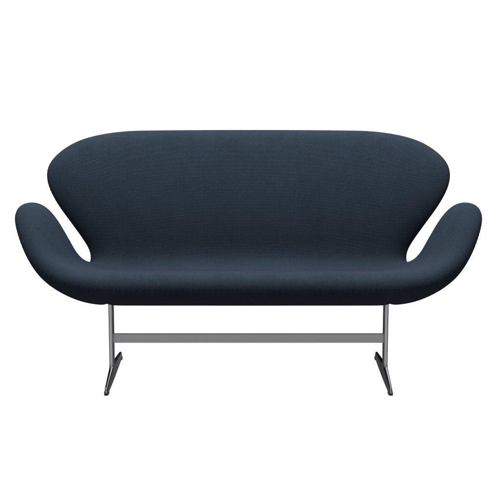 [product_category]-Fritz Hansen Swan Sofa 2 Seater, Satin Brushed Aluminium/Steelcut Trio Dark Brown Blue-Fritz Hansen-3321-STR756-SPAL-FRI-1