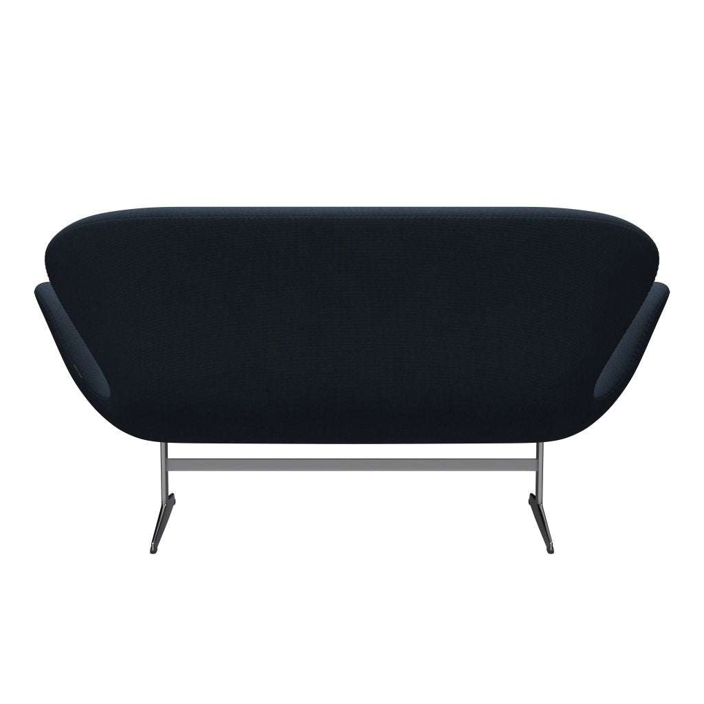 [product_category]-Fritz Hansen Swan Sofa 2 Seater, Satin Brushed Aluminium/Steelcut Trio Dark Brown Blue-Fritz Hansen-3321-STR756-SPAL-FRI-4