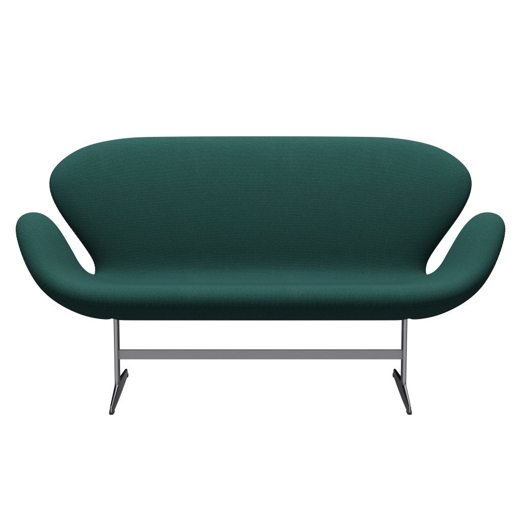 [product_category]-Fritz Hansen Swan Sofa 2 Seater, Satin Brushed Aluminium/Steelcut Trio Dark Green-Fritz Hansen-3321-STR976-SPAL-FRI-1