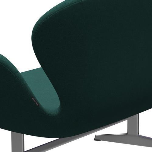 [product_category]-Fritz Hansen Swan Sofa 2 Seater, Satin Brushed Aluminium/Steelcut Trio Dark Green-Fritz Hansen-3321-STR976-SPAL-FRI-5