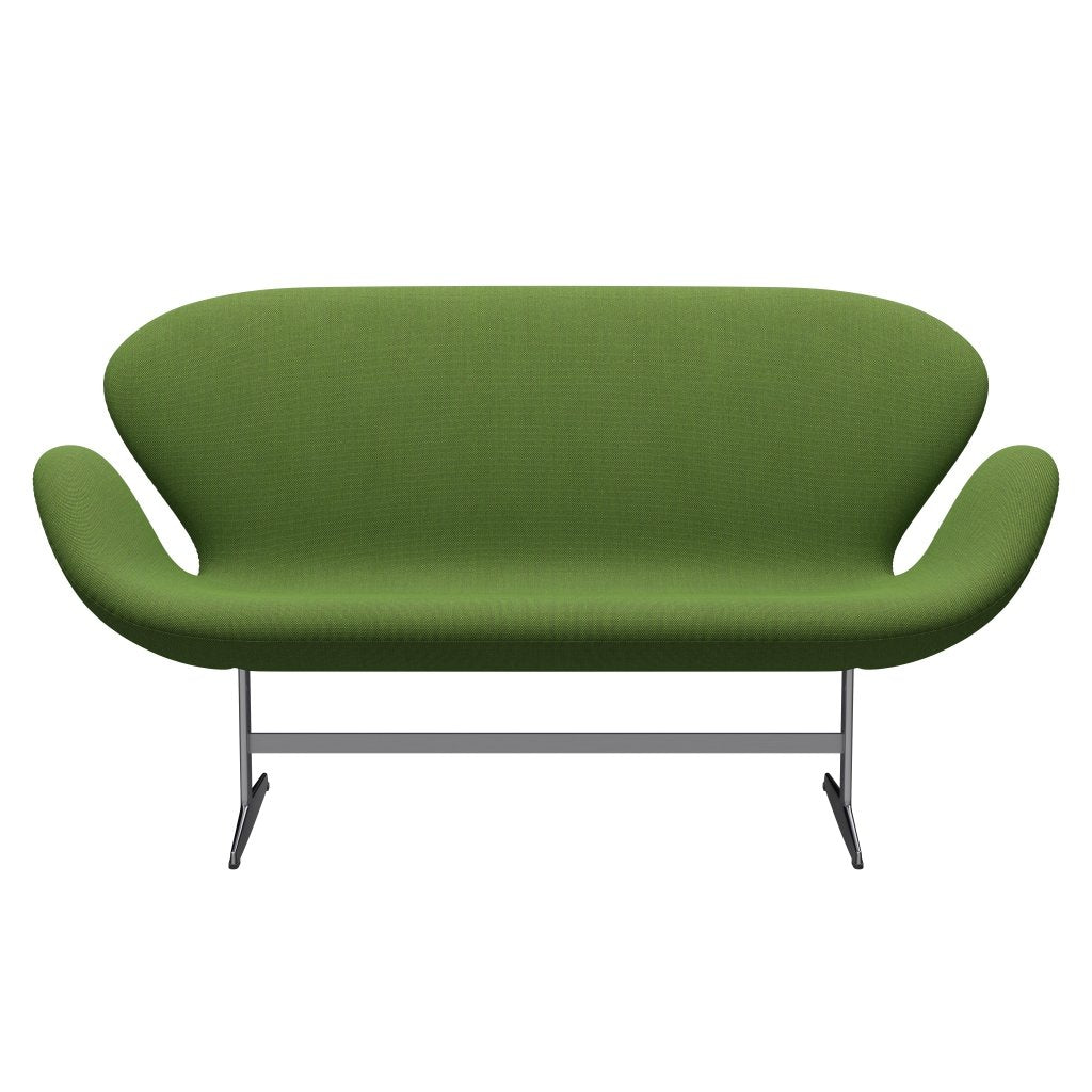 [product_category]-Fritz Hansen Swan Sofa 2 Seater, Satin Brushed Aluminium/Steelcut Trio Grass Green-Fritz Hansen-3321-STR953-SPAL-FRI-1