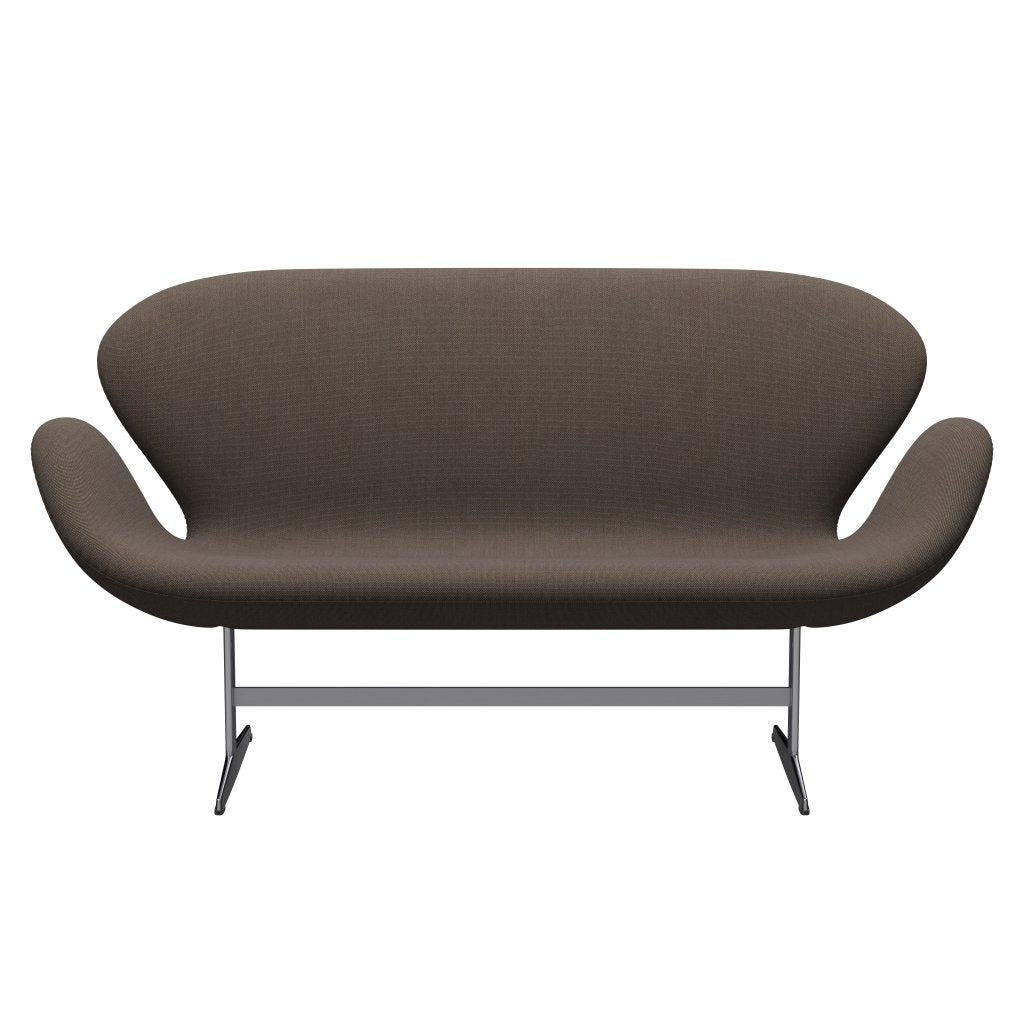 [product_category]-Fritz Hansen Swan Sofa 2 Seater, Satin Brushed Aluminium/Steelcut Trio Grey/Brown-Fritz Hansen-3321-STR376-SPAL-FRI-1