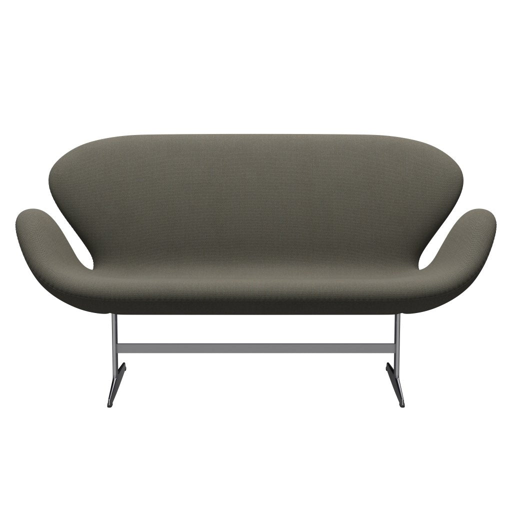 [product_category]-Fritz Hansen Swan Sofa 2 Seater, Satin Brushed Aluminium/Steelcut Trio Grey/Green-Fritz Hansen-3321-STR266-SPAL-FRI-1