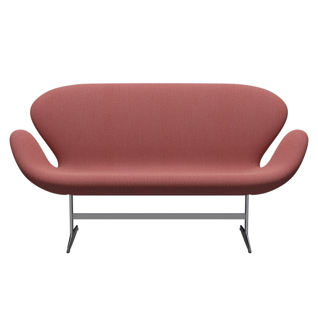 [product_category]-Fritz Hansen Swan Sofa 2 Seater, Satin Brushed Aluminium/Steelcut Trio Pink/Red/Black-Fritz Hansen-3321-STR636-SPAL-FRI-1