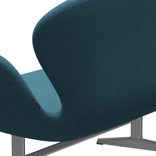 [product_category]-Fritz Hansen Swan Sofa 2 Seater, Satin Brushed Aluminium/Steelcut Trio Turquoise-Fritz Hansen-3321-STR983-SPAL-FRI-5