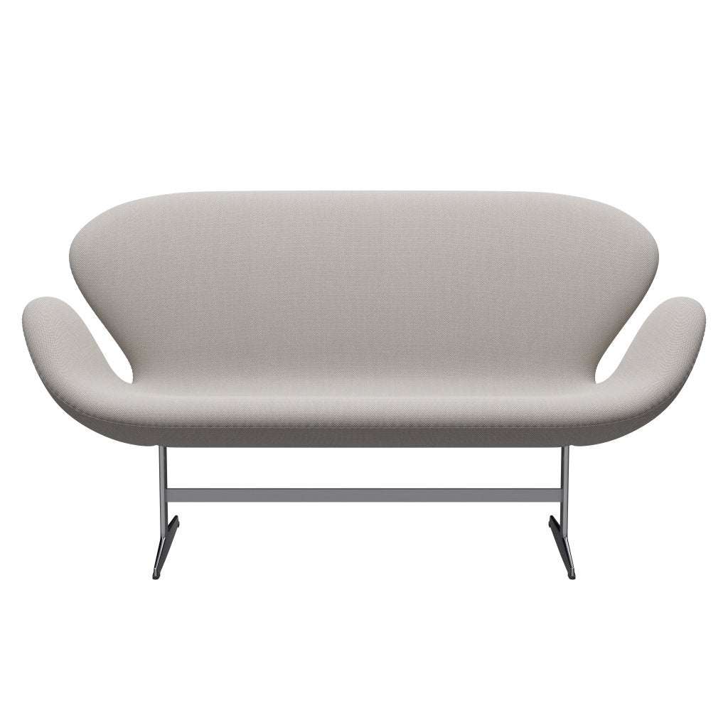 [product_category]-Fritz Hansen Swan Sofa 2 Seater, Satin Brushed Aluminium/Steelcut Trio White & Grey-Fritz Hansen-3321-STR205-SPAL-FRI-1
