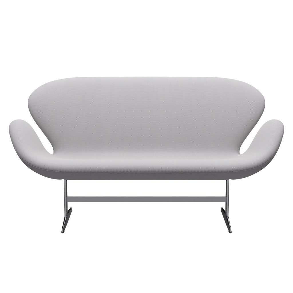 [product_category]-Fritz Hansen Swan Sofa 2 Seater, Satin Brushed Aluminium/Steelcut Trio White & Light Grey-Fritz Hansen-3321-STR105-SPAL-FRI-1