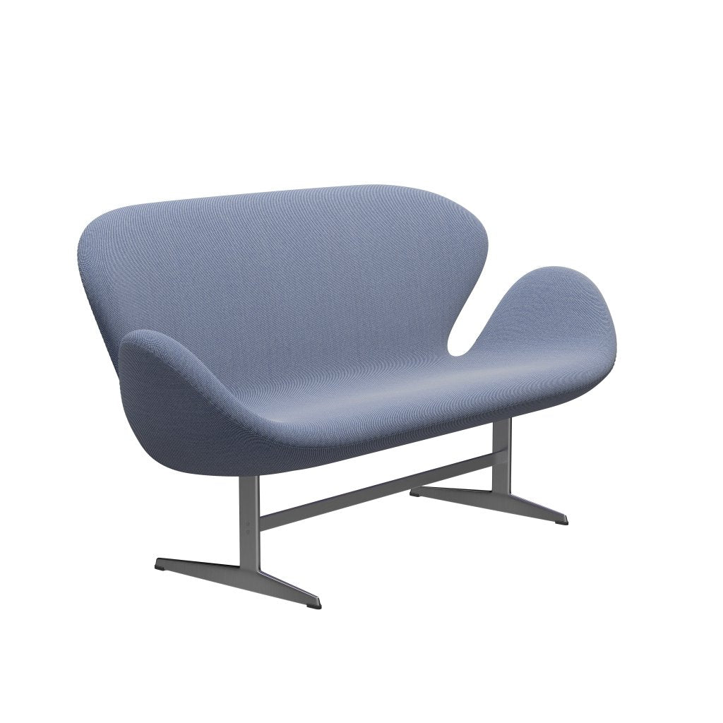 [product_category]-Fritz Hansen Swan Sofa 2 Seater, Satin Brushed Aluminium/Steelcut Trio White/Blue-Fritz Hansen-3321-STR716-SPAL-FRI-2