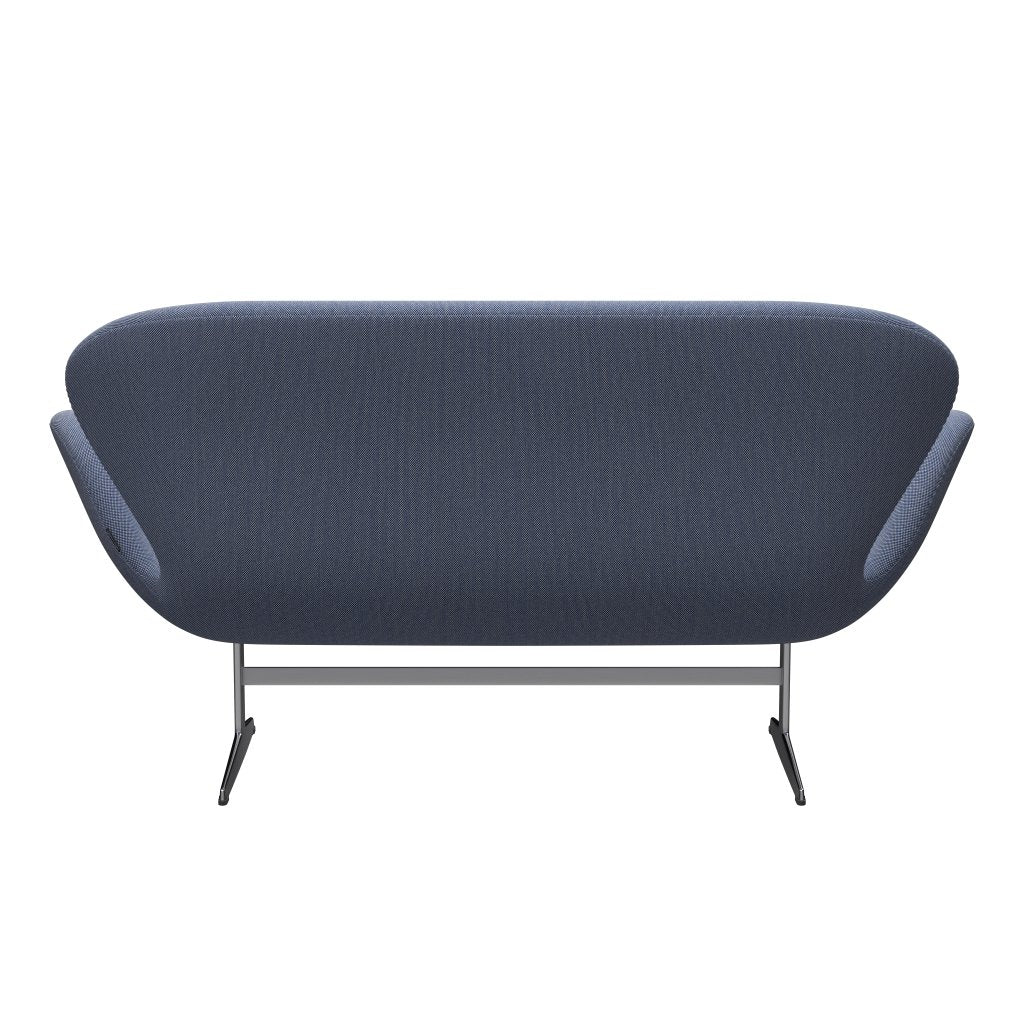 [product_category]-Fritz Hansen Swan Sofa 2 Seater, Satin Brushed Aluminium/Steelcut Trio White/Blue-Fritz Hansen-3321-STR716-SPAL-FRI-4