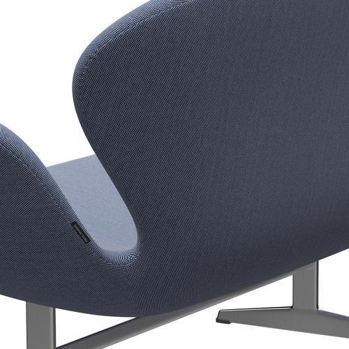 [product_category]-Fritz Hansen Swan Sofa 2 Seater, Satin Brushed Aluminium/Steelcut Trio White/Blue-Fritz Hansen-3321-STR716-SPAL-FRI-5
