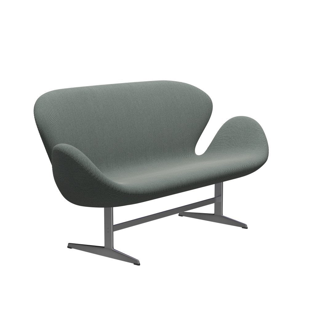 [product_category]-Fritz Hansen Swan Sofa 2 Seater, Satin Brushed Aluminium/Steelcut Trio White/Dark Green-Fritz Hansen-3321-STR916-SPAL-FRI-2
