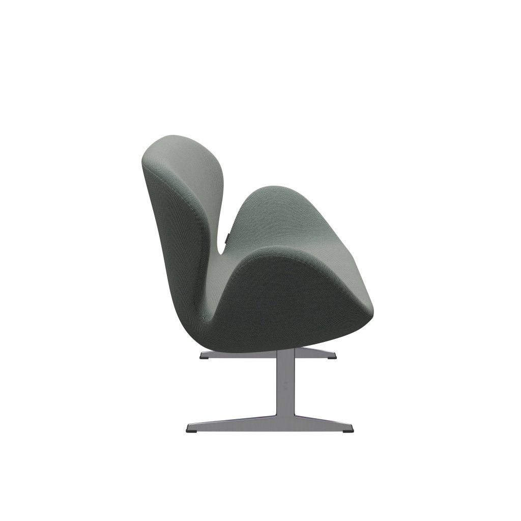 [product_category]-Fritz Hansen Swan Sofa 2 Seater, Satin Brushed Aluminium/Steelcut Trio White/Dark Green-Fritz Hansen-3321-STR916-SPAL-FRI-3