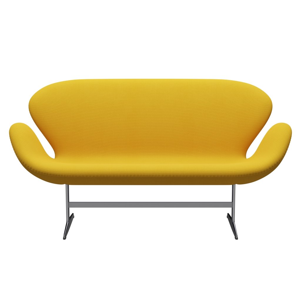 [product_category]-Fritz Hansen Swan Sofa 2 Seater, Satin Brushed Aluminium/Steelcut Yellow-Fritz Hansen-3321-STI445-SPAL-FRI-1