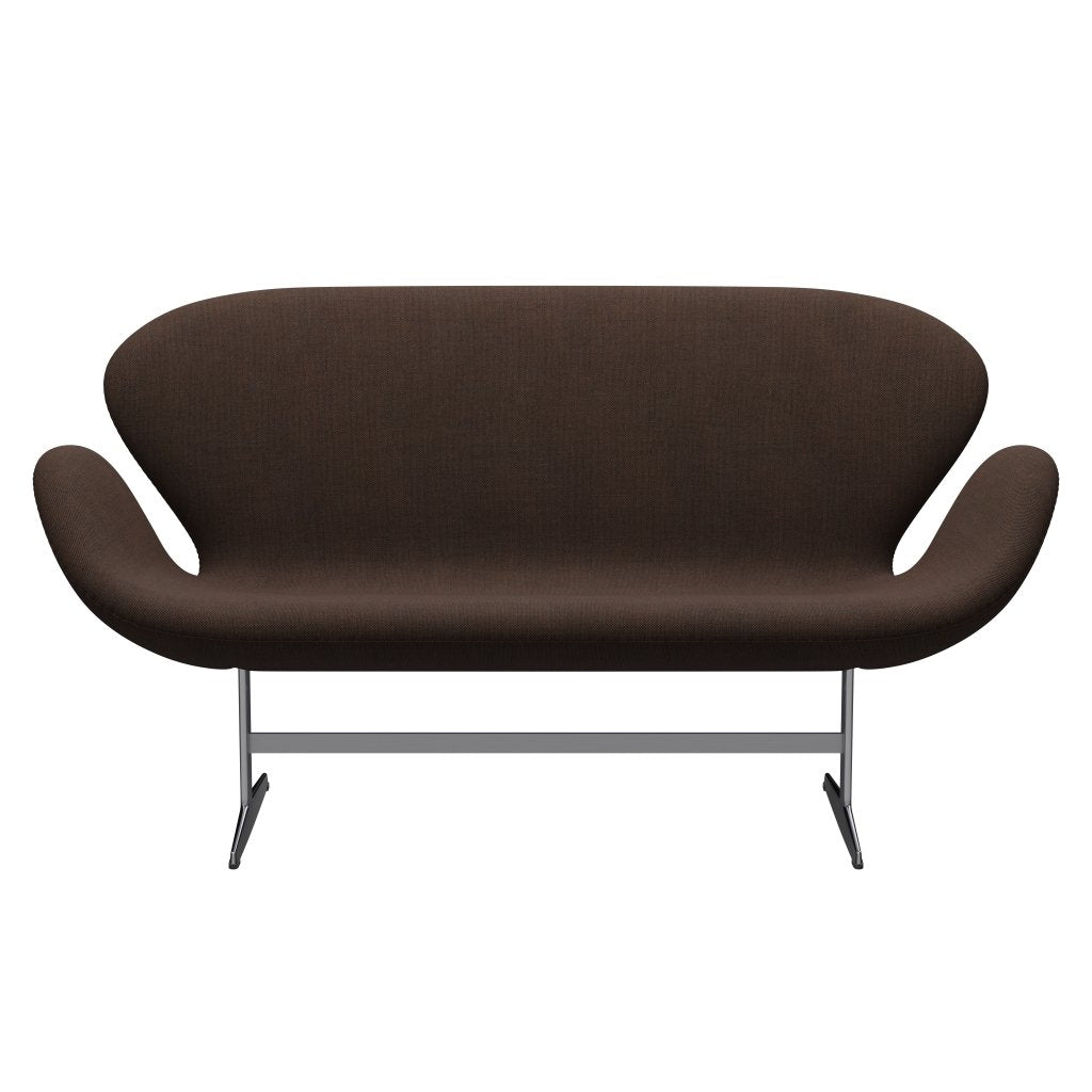 [product_category]-Fritz Hansen Swan Sofa 2 Seater, Satin Brushed Aluminium/Sunniva Black/Chestnut-Fritz Hansen-3321-SV373-SPAL-FRI-1