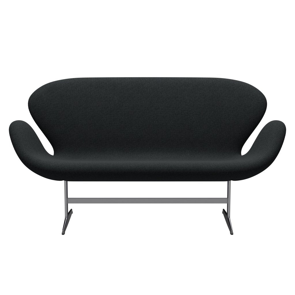 [product_category]-Fritz Hansen Swan Sofa 2 Seater, Satin Brushed Aluminium/Sunniva Black/Dark Grey-Fritz Hansen-3321-SV183-SPAL-FRI-1