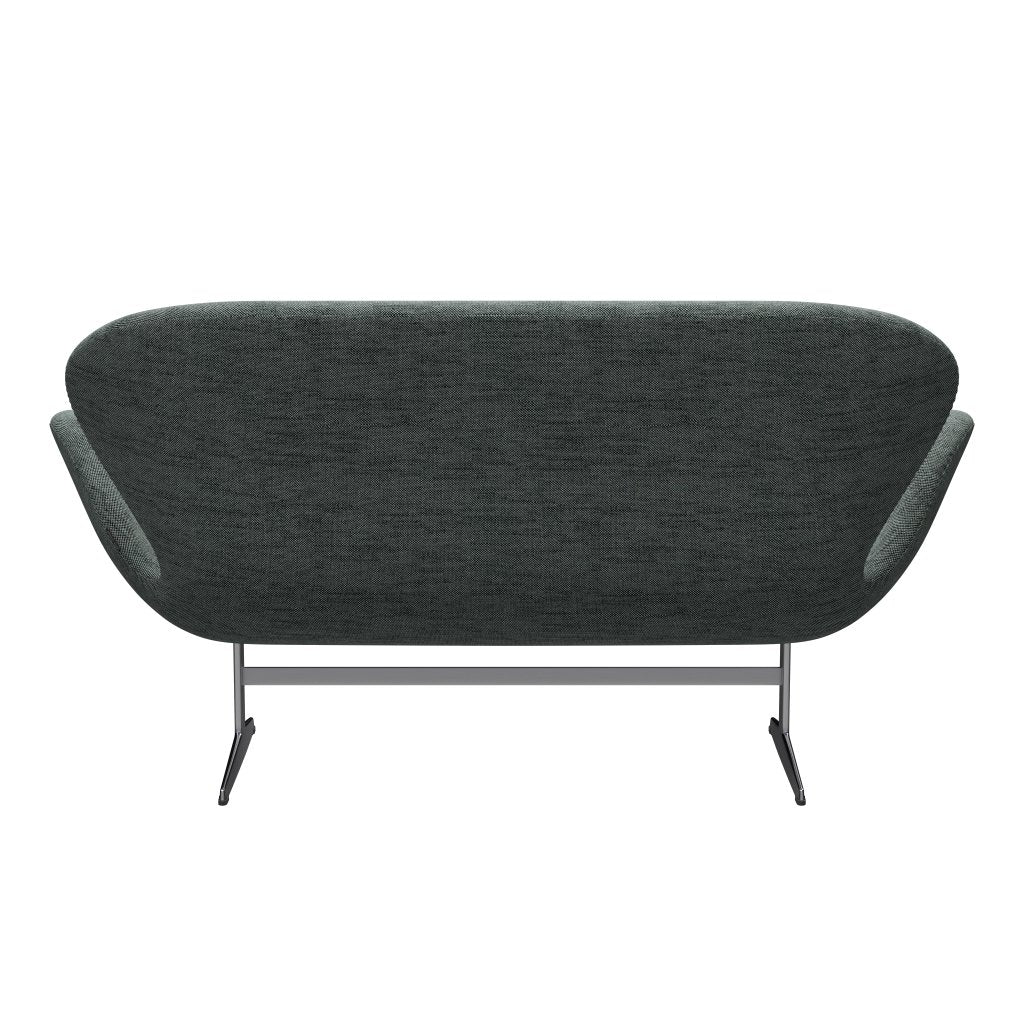 [product_category]-Fritz Hansen Swan Sofa 2 Seater, Satin Brushed Aluminium/Sunniva Black/White-Fritz Hansen-3321-SV163-SPAL-FRI-3