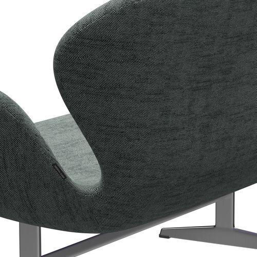 [product_category]-Fritz Hansen Swan Sofa 2 Seater, Satin Brushed Aluminium/Sunniva Black/White-Fritz Hansen-3321-SV163-SPAL-FRI-4