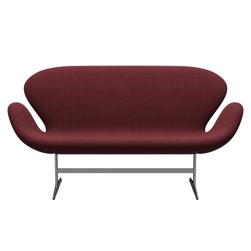 [product_category]-Fritz Hansen Swan Sofa 2 Seater, Satin Brushed Aluminium/Sunniva Burgundy-Fritz Hansen-3321-SV662-SPAL-FRI-1