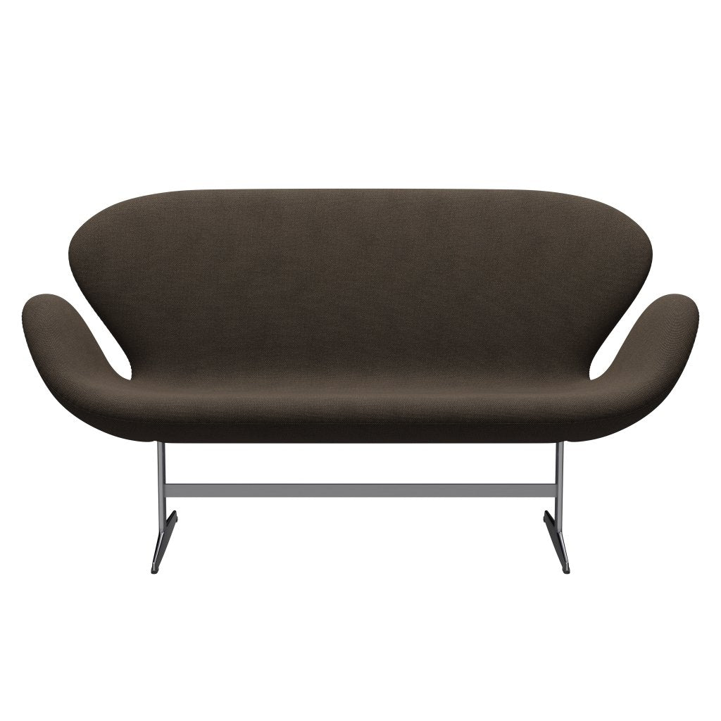 [product_category]-Fritz Hansen Swan Sofa 2 Seater, Satin Brushed Aluminium/Sunniva Chocolate/Black-Fritz Hansen-3321-SV383-SPAL-FRI-1