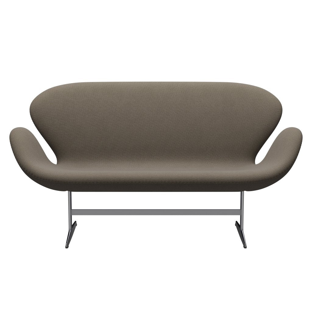 [product_category]-Fritz Hansen Swan Sofa 2 Seater, Satin Brushed Aluminium/Sunniva Chocolate/Light Grey-Fritz Hansen-3321-SV353-SPAL-FRI-1