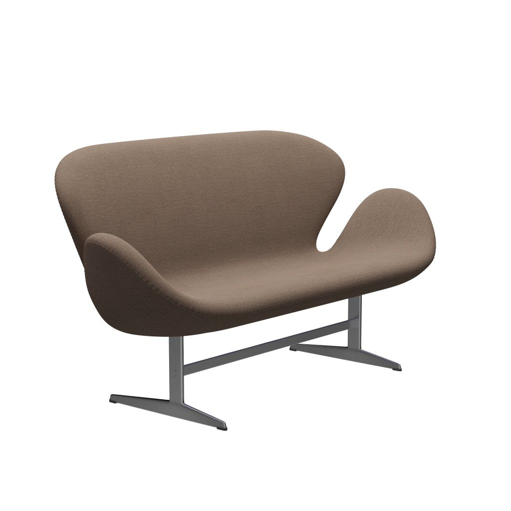 [product_category]-Fritz Hansen Swan Sofa 2 Seater, Satin Brushed Aluminium/Sunniva Chocolate/Tan-Fritz Hansen-3321-SV253-SPAL-FRI-2