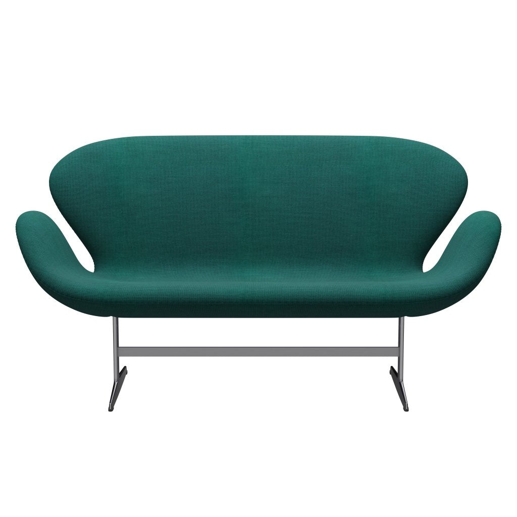 [product_category]-Fritz Hansen Swan Sofa 2 Seater, Satin Brushed Aluminium/Sunniva Green-Fritz Hansen-3321-SV953-SPAL-FRI-1