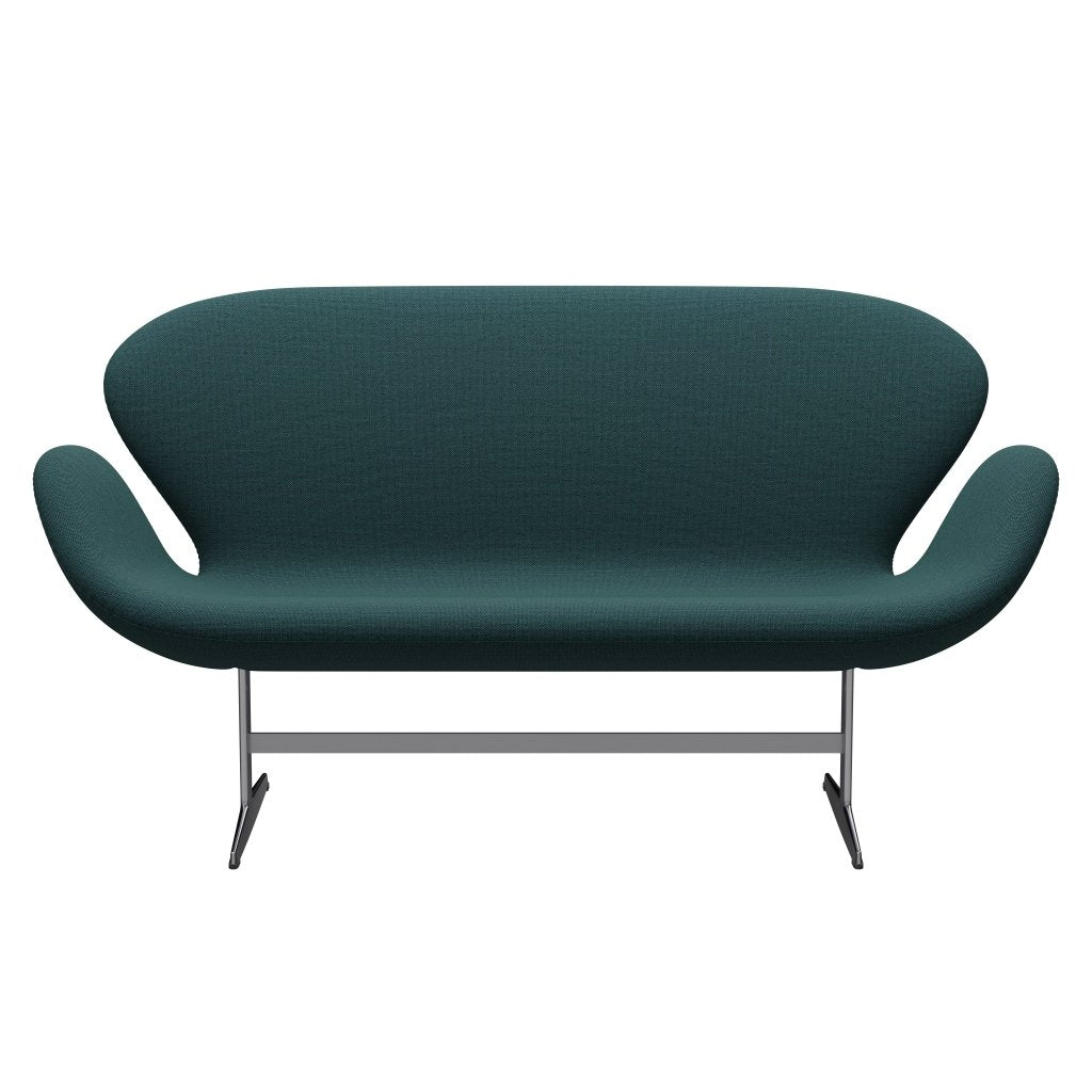 [product_category]-Fritz Hansen Swan Sofa 2 Seater, Satin Brushed Aluminium/Sunniva Green/Grey-Fritz Hansen-3321-SV863-SPAL-FRI-1