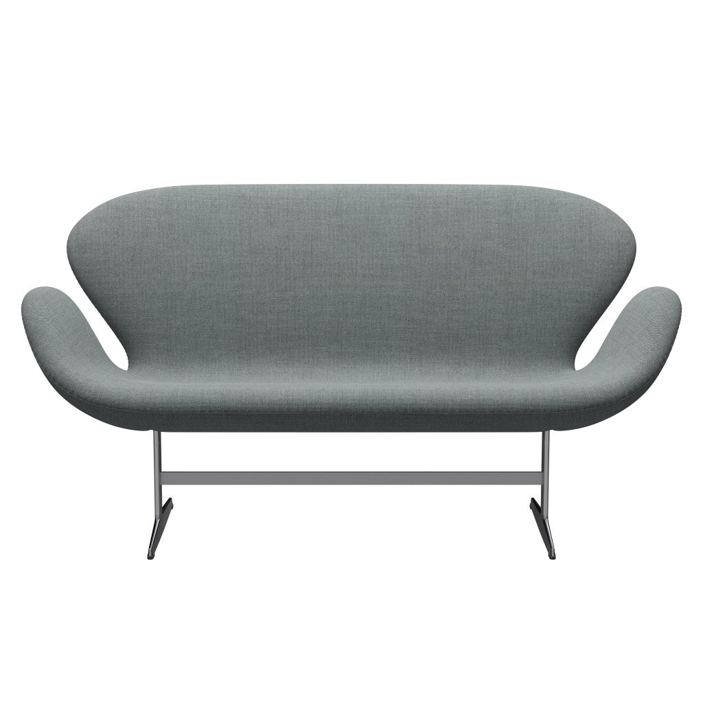 [product_category]-Fritz Hansen Swan Sofa 2 Seater, Satin Brushed Aluminium/Sunniva Grey/Pale Green-Fritz Hansen-3321-SV152-SPAL-FRI-1
