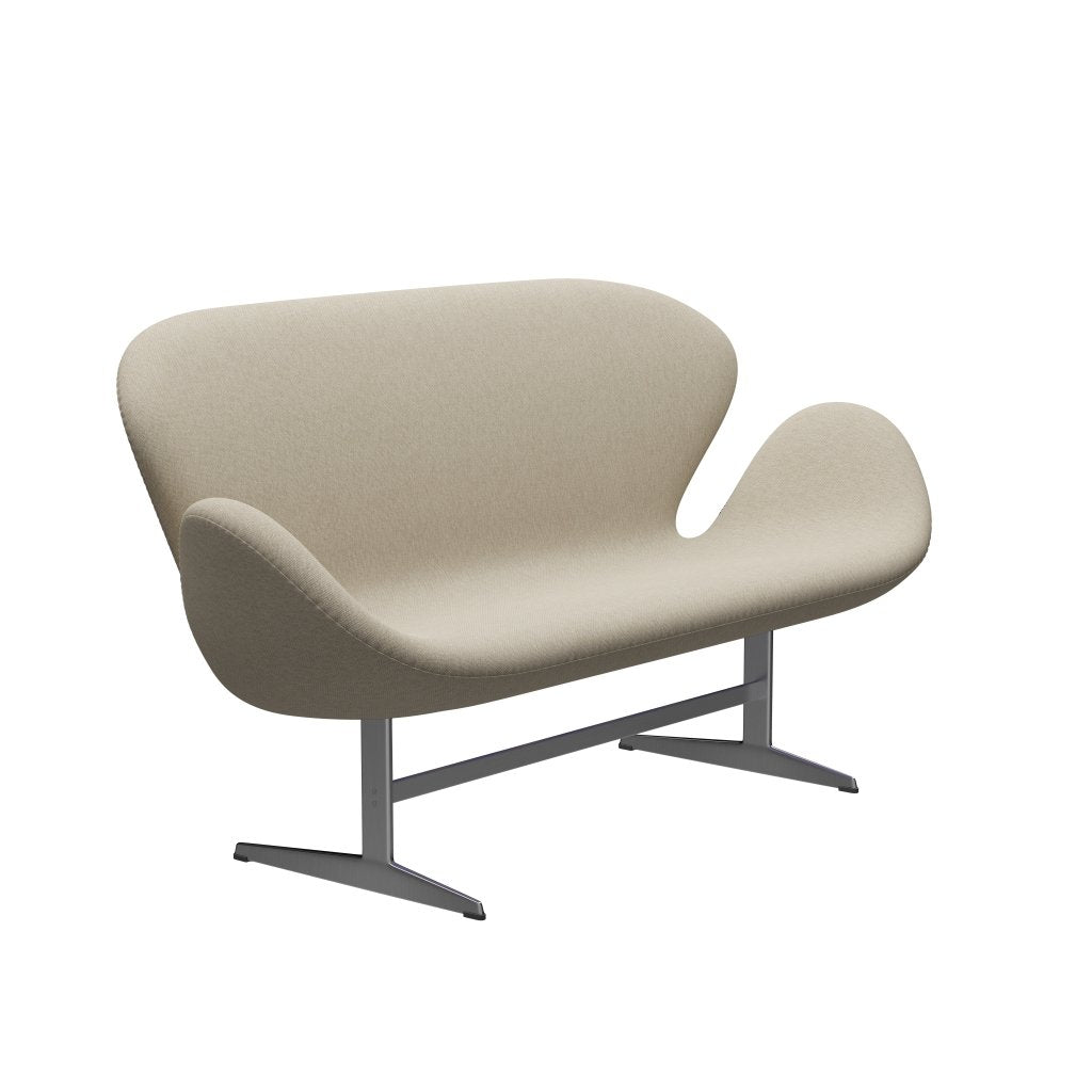 [product_category]-Fritz Hansen Swan Sofa 2 Seater, Satin Brushed Aluminium/Sunniva Light Beige-Fritz Hansen-3321-SV233-SPAL-FRI-2