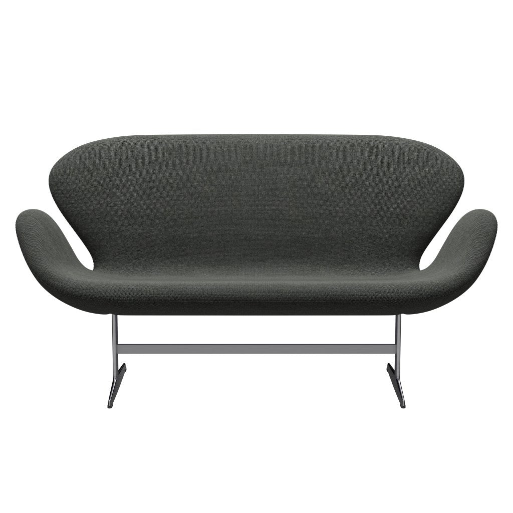 [product_category]-Fritz Hansen Swan Sofa 2 Seater, Satin Brushed Aluminium/Sunniva Light Grey/Dark Grey-Fritz Hansen-3321-SV173-SPAL-FRI-1
